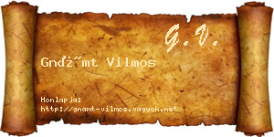 Gnámt Vilmos névjegykártya